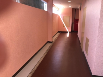 共用廊下床張替え及び壁塗装